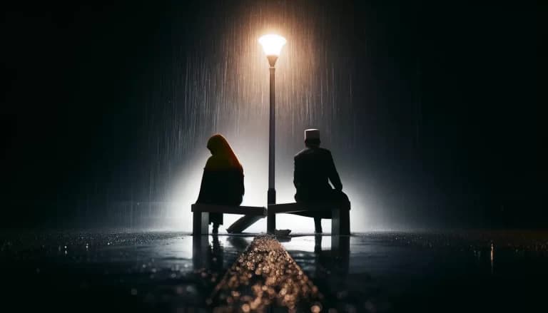 Deux musulmans assis sur un banc en froid ne se regardant pas